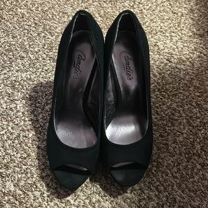 Black open toe heals
